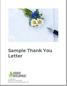 church donor thank you letter note sample